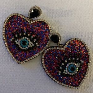 Glitter evil eye earrings